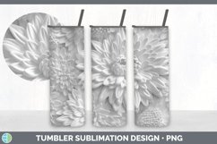3D White Chrysanthemum Tumbler | Sublimation 3D Tumbler Wrap Product Image 3