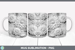 3D White Chrysanthemum Flowers Mug Wrap | Sublimation Coffee Product Image 4