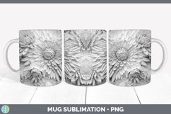 3D White Chrysanthemum Flowers Mug Wrap | Sublimation Coffee Product Image 5