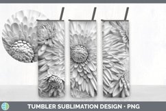 3D White Chrysanthemum Tumbler | Sublimation 3D Tumbler Wrap Product Image 5