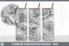 3D White Chrysanthemum Tumbler | Sublimation 3D Tumbler Wrap Product Image 6