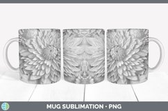 3D White Chrysanthemum Flowers Mug Wrap | Sublimation Coffee Product Image 7