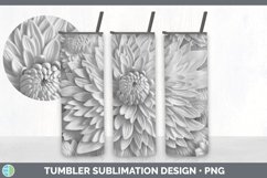 3D White Chrysanthemum Tumbler | Sublimation 3D Tumbler Wrap Product Image 7