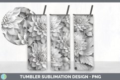 3D Dahlia Flowers Tumbler | 3D Sublimation Tumbler Wrap Product Image 5
