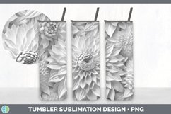 3D Dahlia Flowers Tumbler | 3D Sublimation Tumbler Wrap Product Image 7