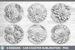 3D Dahlia Flowers Car Coaster | Sublimation Coaster Designs Product Image 2