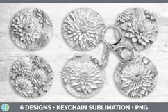 3D Dahlia Flowers Keychain | Sublimation Keyring Designs Bun Product Image 2