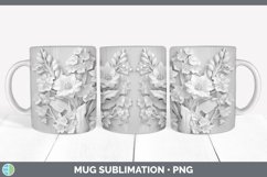 3D White Delphinium Flowers Mug Wrap | Sublimation Coffee Cu Product Image 3