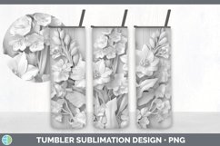 3D White Delphinium Flowers 3D Sublimation Tumbler Wrap Product Image 3