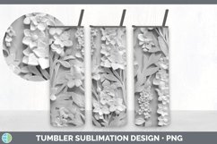 3D White Delphinium Flowers 3D Sublimation Tumbler Wrap Product Image 4