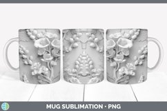 3D White Delphinium Flowers Mug Wrap | Sublimation Coffee Cu Product Image 5