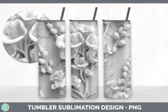 3D White Delphinium Flowers 3D Sublimation Tumbler Wrap Product Image 5