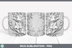 3D White Delphinium Flowers Mug Wrap | Sublimation Coffee Cu Product Image 6