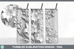 3D White Delphinium Flowers 3D Sublimation Tumbler Wrap Product Image 6