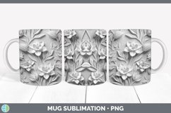 3D White Freesia Flowers Mug Wrap | Sublimation Coffee Cup D Product Image 3