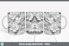 White 3D Sculpture Geranium Mug Wrap Sublimation Coffee Cup Product Image 1