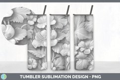 3D White Geranium Flowers 3D Sublimation Tumbler Wrap Product Image 3