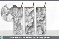 3D White Geranium Flowers 3D Sublimation Tumbler Wrap Product Image 4