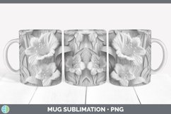 3D White Gladiolus Flowers Mug Wrap | Sublimation Coffee Cup Product Image 2