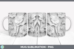 3D White Gladiolus Flowers Mug Wrap | Sublimation Coffee Cup Product Image 4