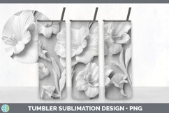 3D White Gladiolus Flowers 3D Sublimation Tumbler Wrap Product Image 4