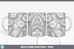 3D White Gladiolus Flowers Mug Wrap | Sublimation Coffee Cup Product Image 5
