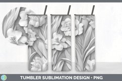 3D White Gladiolus Flowers 3D Sublimation Tumbler Wrap Product Image 5