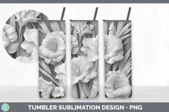 3D White Gladiolus Flowers 3D Sublimation Tumbler Wrap Product Image 6