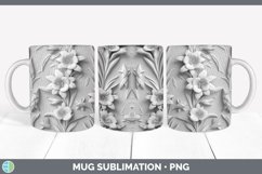 3D White Gladiolus Flowers Mug Wrap | Sublimation Coffee Cup Product Image 7