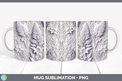 3D White Lavender Flowers Mug Wrap | Sublimation Coffee Cup Product Image 3