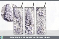 3D White Lavender Flowers 3D Sublimation Tumbler Wrap Product Image 3
