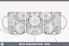 3D White Marigold Flowers Mug Wrap | Sublimation Coffee Cup Product Image 2