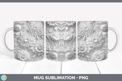 3D White Marigold Flowers Mug Wrap | Sublimation Coffee Cup Product Image 3