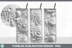 3D White Marigold Flowers 3D Sublimation Tumbler Wrap Product Image 3