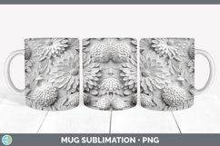3D White Marigold Flowers Mug Wrap | Sublimation Coffee Cup Product Image 4