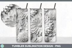 3D White Marigold Flowers 3D Sublimation Tumbler Wrap Product Image 4
