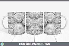 3D White Marigold Flowers Mug Wrap | Sublimation Coffee Cup Product Image 5