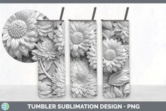 3D White Marigold Flowers 3D Sublimation Tumbler Wrap Product Image 5