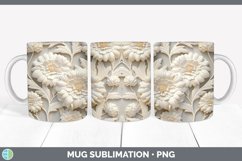 3D White Marigold Flowers Mug Wrap | Sublimation Coffee Cup Product Image 6
