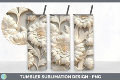 3D White Marigold Flowers 3D Sublimation Tumbler Wrap Product Image 6