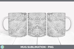 3D White Marigold Flowers Mug Wrap | Sublimation Coffee Cup Product Image 7