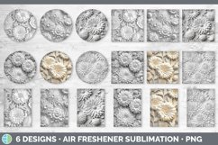3D White Marigold Flowers Air Freshener | Sublimation Car Fr Product Image 2