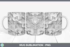 White 3D Sculpture Orchid Mug Wrap Sublimation Coffee Cup De Product Image 1