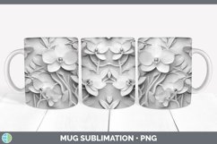 3D White Orchid Flowers Mug Wrap | Sublimation Coffee Cup De Product Image 3