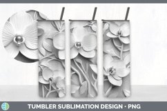 3D White Orchid Flowers 3D Sublimation Tumbler Wrap Product Image 3