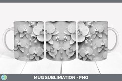 3D White Orchid Flowers Mug Wrap | Sublimation Coffee Cup De Product Image 5