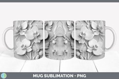 3D White Orchid Flowers Mug Wrap | Sublimation Coffee Cup De Product Image 6