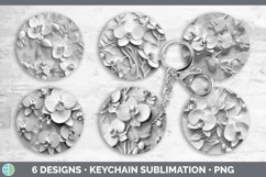 3D White Orchid Flowers Keychain | Sublimation Keyring Desig Product Image 2