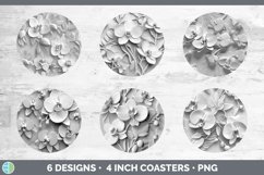 3D White Orchid Flowers Round Coaster | Sublimation Coaster Product Image 2