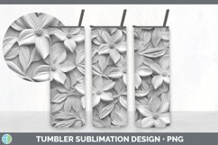 3D White Periwinkle Flowers 3D Sublimation Tumbler Wrap Product Image 2